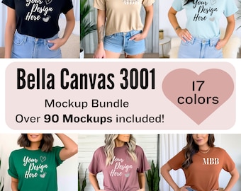 Bella Canvas 3001 Tshirt Mockup Bundle | 3001 Shirt Mock-up Bundle | Neutral Casual Simple Bella Canvas T-Shirt Mockups