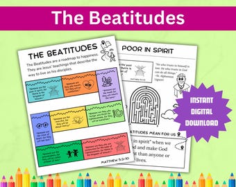 Beatitudes Kids Bible Study: Saint Quotes & Mazes (Digital Download)