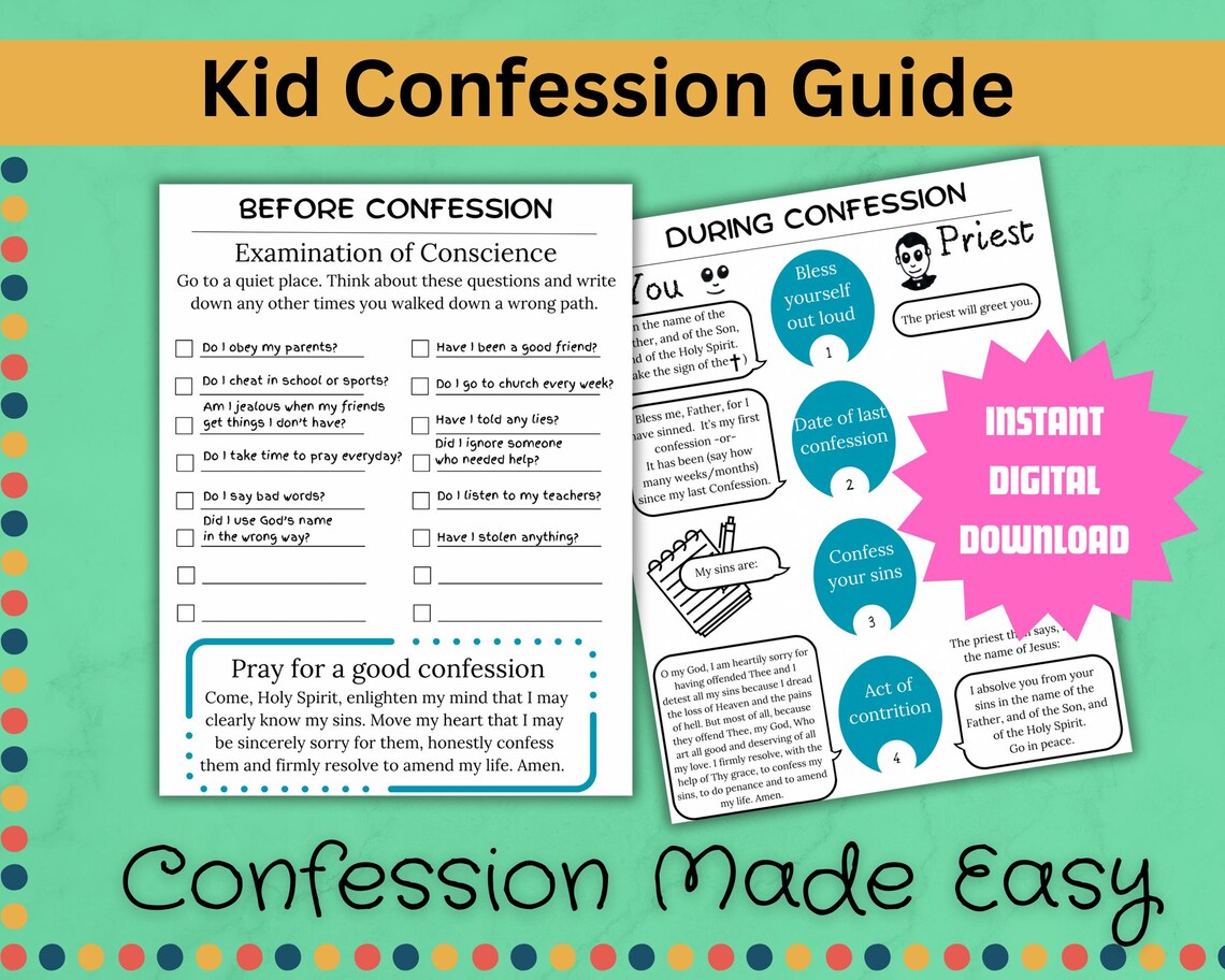 Catholic Kid Confession Guide | Examination of Conscience for First ...