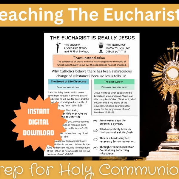 Holy First Communion Printable | Eucharist Printable | Catholic Sacrament | Catholic Printable | Traditional Catholic | Catholic Classroom