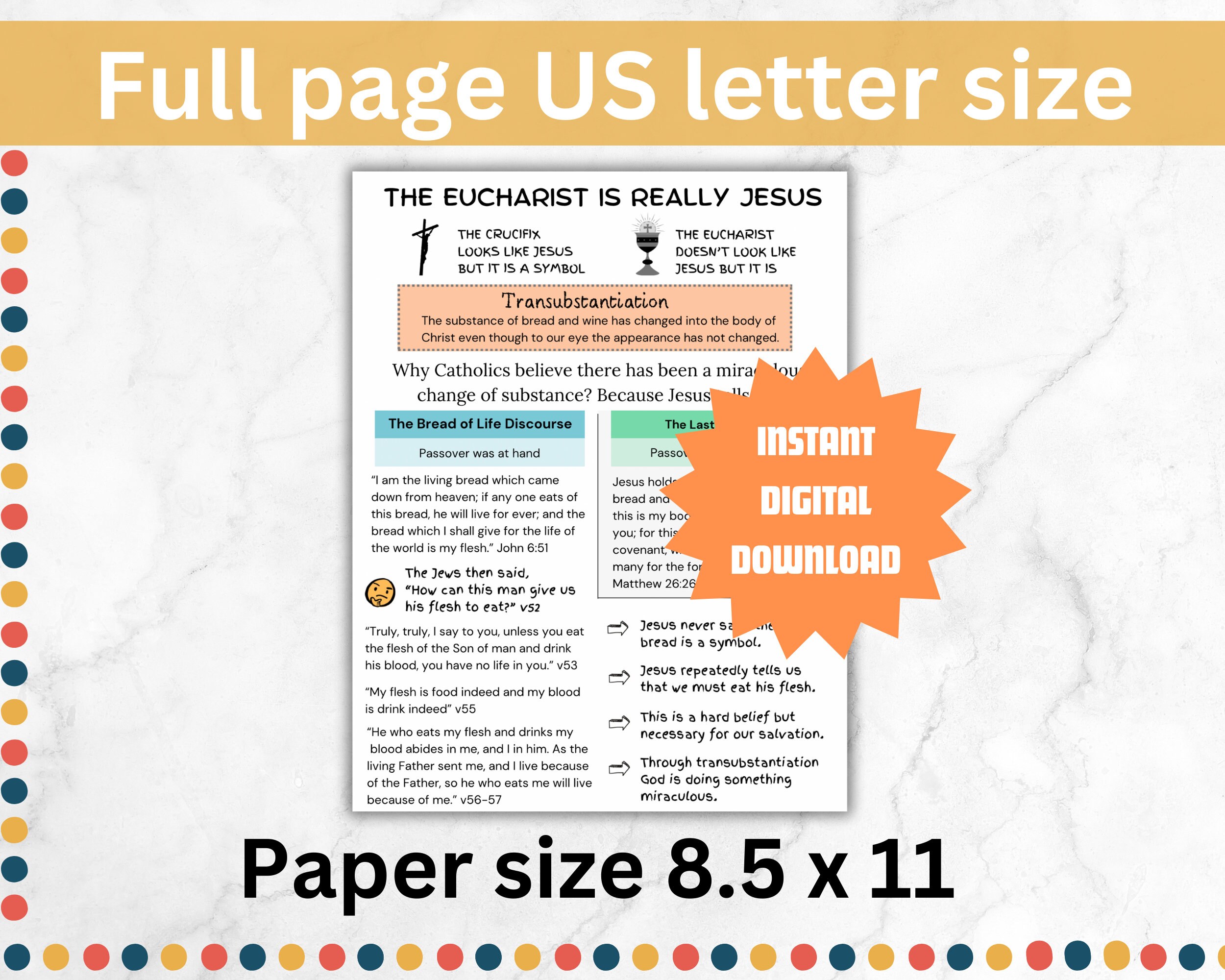 Holy First Communion Printable Eucharist Printable Catholic Sacrament ...