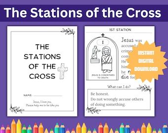 Stations of the Cross Printable: Catholic Kids Lent Activities (Digital Download)