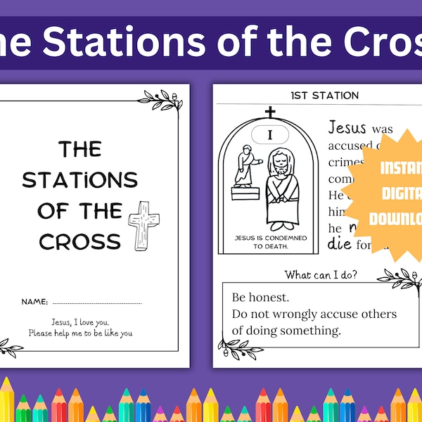 Stations of the Cross Printable | Catholic Lent for Kids | Holy Week | Lent Activities | Traditional Catholic Printable | Good Friday