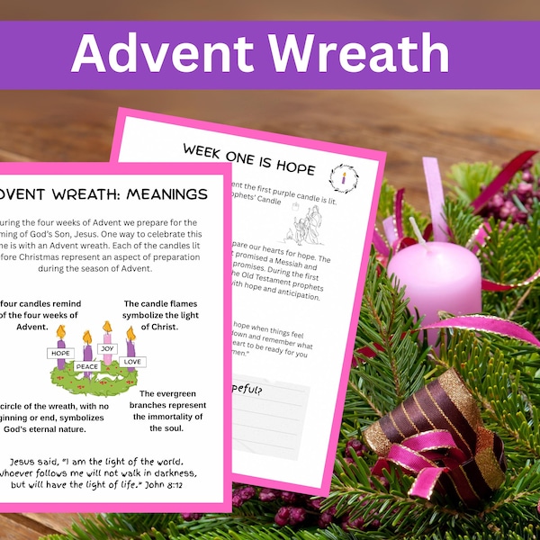 Advent Wreath Printable | A Deeper Understanding of the Advent Devotional for Catholic Kids (Digital Download)
