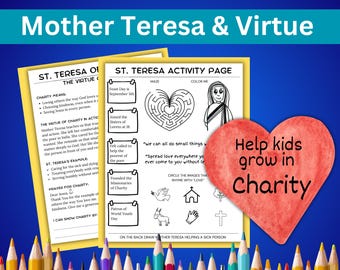 Mother Teresa Printable | Teach Catholic Kids the Virtue of Charity (Digital Download)