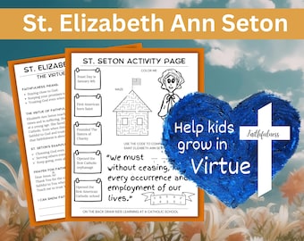 St Elizabeth Ann Seton Printable | Saint Study & Virtue of Faithfulness Worksheet for Catholic Kids (Digital Download)