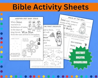 Catholic Kids Bible Activity Pages: Coloring & Games (Digital Download)