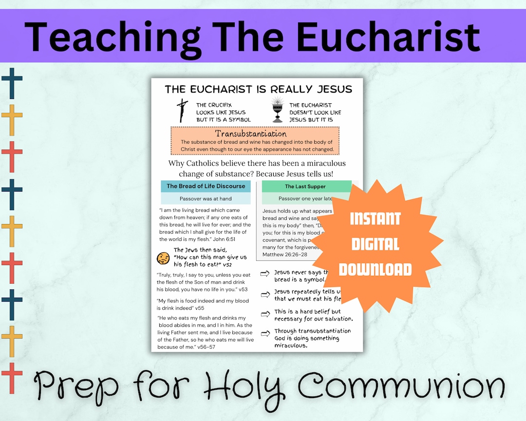 Holy First Communion Printable Eucharist Printable Catholic Sacrament ...