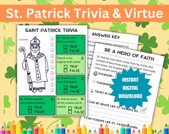 St Patrick's Trivia & Virtue Lesson | Saint Activity for Catholic Kids (Digital Download)