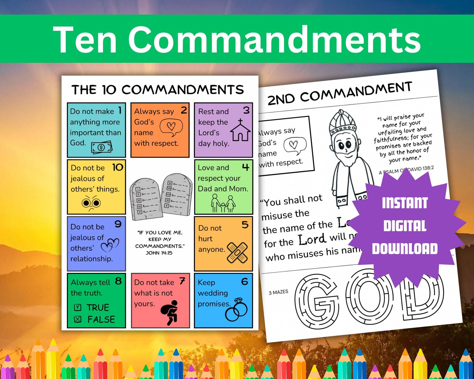 10 Commandments Printable | Catholic Classroom Activities for Catholic ...