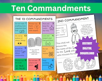 10 Commandments Printable | Catholic Classroom Activities for Catholic Kids (Digital Download)