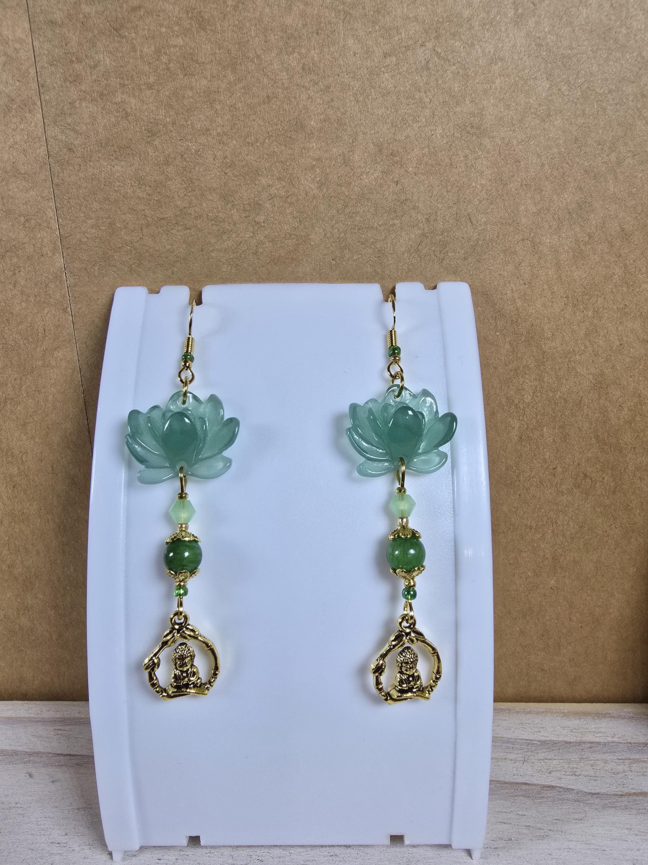 Boucles D'oreilles En Argent 925 Avec 6 Ambres Dont 2 Têtes De Bouddha - Neuf