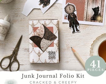 Halloween Junk Journal Folio Kit | Cracked & Creepy Victorian Ephemera, Gothic Journal Printable | Digital Download (JW0136)
