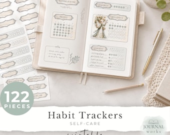 Printable Self Care Habit Trackers | Me Time Wellness Journal Cards | Mental Health Planner Inserts | Digital Download (JW0112)