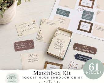 Mini Matchbox Junk Journal Kit | Getting Through Grief | Printable Memorial Keepsake Gift | Sympathy and Loss  | Digital Download  (JW0128)