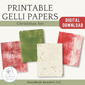 Printable Christmas Collage Papers, Gelli Print Papers, Digital Download Decorative Pages
