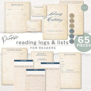 Kit de Ferramentas para Leitura Imprimível | Diário de Leitura, Rastreador, Resenhas de Livros, Listas de Leitura, Marcadores | Para Amantes de Livros | Download Digital (JW0037)