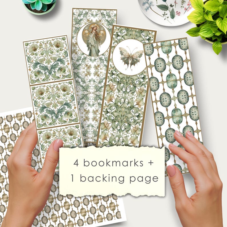 Art Nouveau Bookmarks, Printable Digital Download, Junk Journal ...