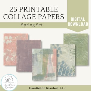 Printable Spring Collage Papers, Mixed Media Prints, Scrapbook Paper, Digital Download
