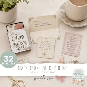 Mini Matchbox Junk Journal Kit | Printbaar cadeau voor mentale gezondheid en emotionele ondersteuning | Op een zware dag | Digitale download (JW0128)
