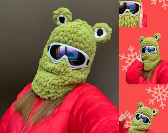 Frog Balaclava Mask,Crochet Balaclava, Balaclava Hat, Custom Balaclava, Valentine's gift, Ski mask Balaclava, Cosplay Mask,Personalized gift