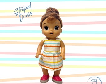 Doll Clothes/Horizontal Striped Doll Dress/12” Doll Dress/12 Inch Doll Clothes/30cm Doll Dress/30cm Doll Clothes/Baby Alive Clothes/Summer