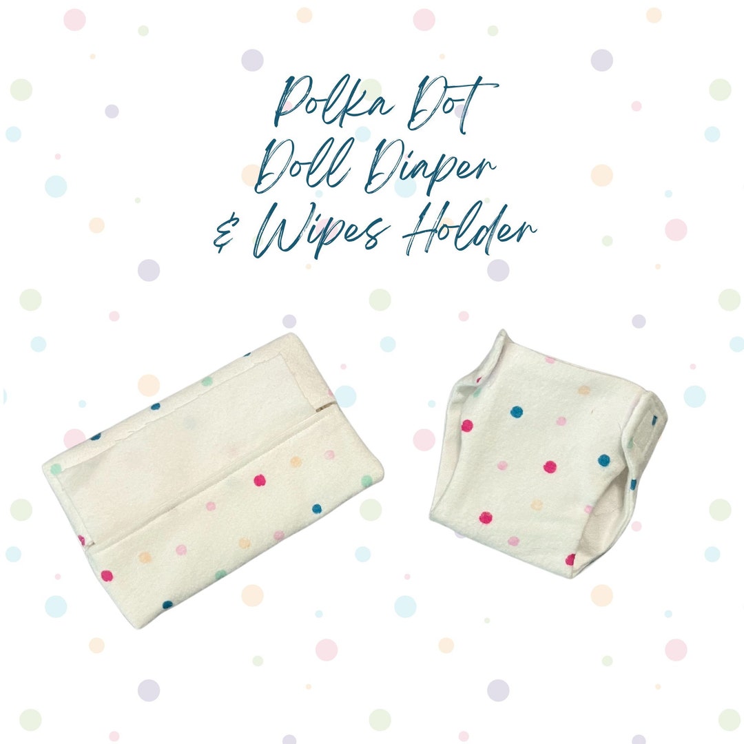 Doll Diaper Set/rainbow Polka Dot Diaper and Wipe Holder/30cm Etsy
