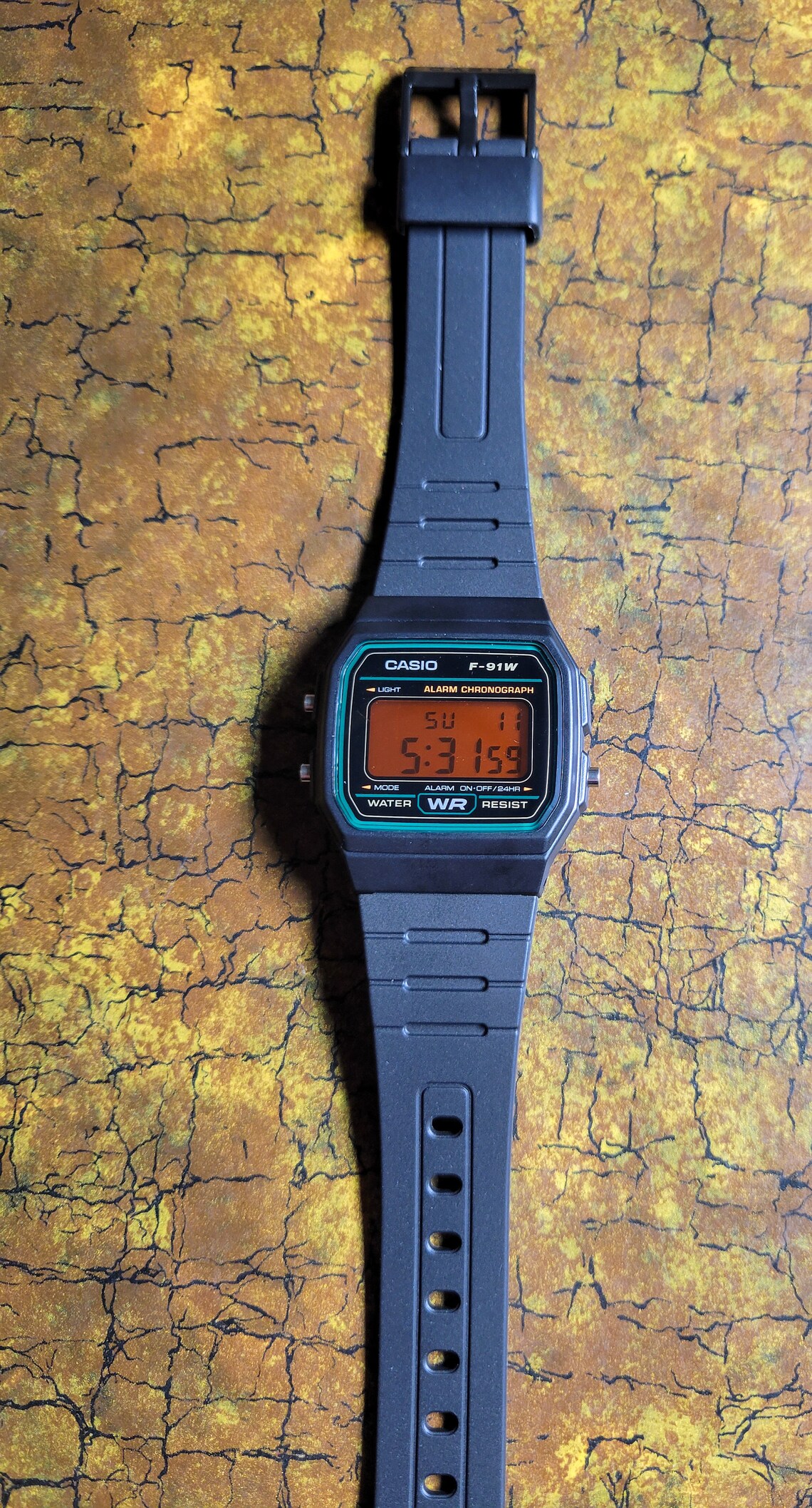 Mens Casio F91W Custom Mod With Orange Color Screen Mod Water Resistant Watch Etsy