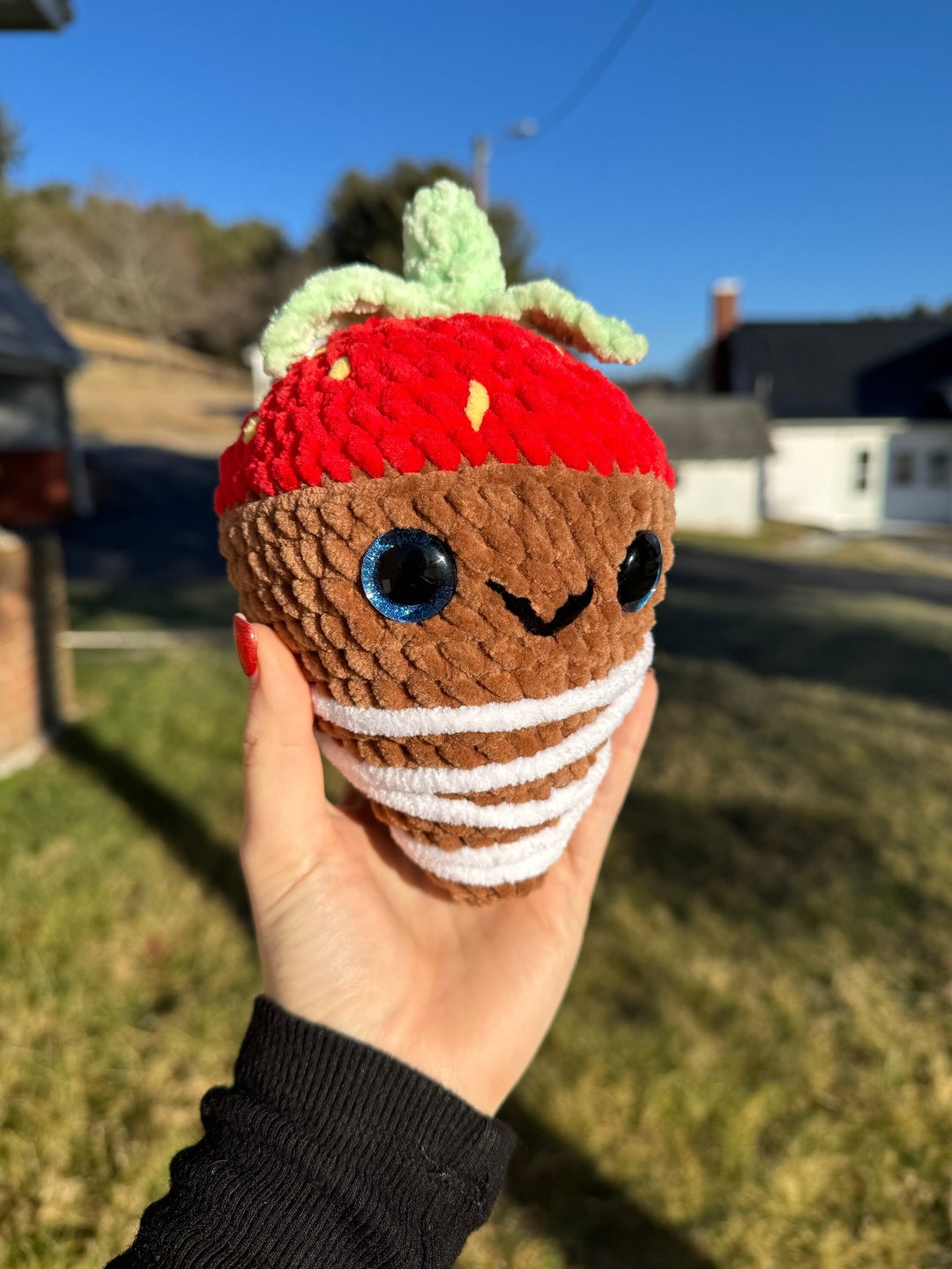 PATTERN Crochet Chocolate Covered Strawberry Plushie Pattern Amigurumi