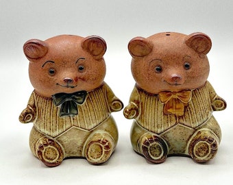 Rare Vintage Gempo Teddy Bear Salt and Pepper Shakers