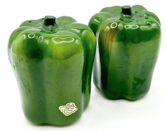 Hand Crafted Otagiri Green Bell Pepper Vintage Salt and Pepper Shakers