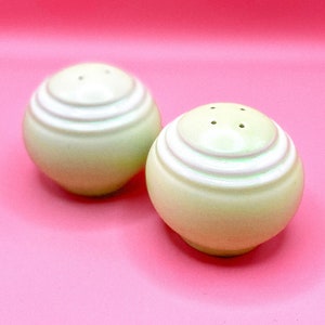 Mid Century Pfaltzgraff Round “Pistachio” Salt and Pepper Shakers