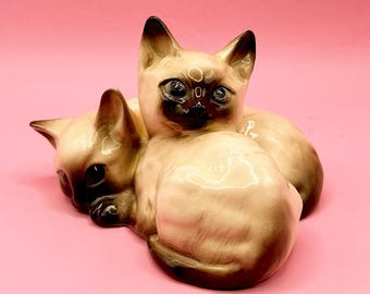 ヴィンテージ ベスウィック イングランド シャム猫 子猫 磁器 置物