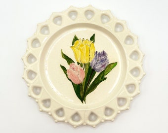 Hand-painted Floral Tulips Decorative Plate