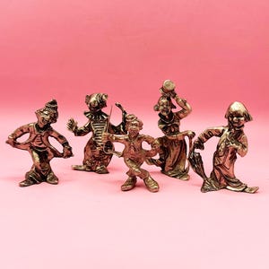 Vintage Pewter Clown Figurines: Miniature Circus Decor, Set of 5