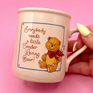 Vintage Hallmark Teddy Bear Mug: Tender Loving Bear, 1984 Porcelain