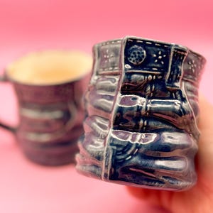 Vintage 70s Denim Ceramic Coffee Mug: Retro Jean Cup