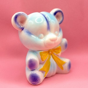 Vintage Blauer Teddybär Planter: Kitsch Keramik Kinderzimmer Dekor