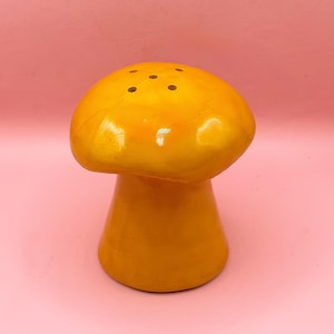 Vintage Jumbo Yellow Mushroom Shaker: Retro Cottagecore Kitchen Decor