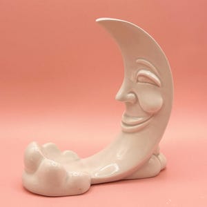 Fitz and Floyd Man in the Moon Tealight Holder, 1990s Celestial Ceramic Candle Holder