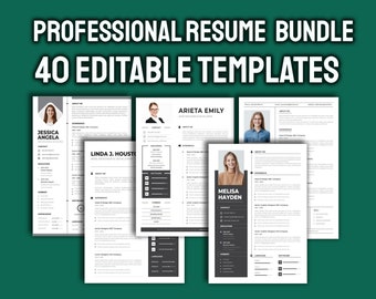 ATS-Friendly Professional Resume Bundle | Editable in Word, Google Docs, and pdf | 40 CV Templates | High-Quality, SEO-Optimized Designs