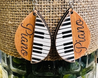 Piano Earrings | Rustic Piano Earrings | Handmade Earrings