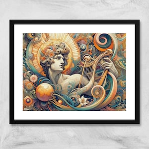 Apollo, Mythology Art Print Apollo II, God of Music and Dance, Wall Art Decor, Poster Print, Fantasy Print, Home Decor