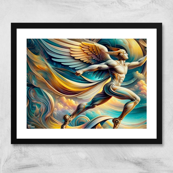 Hermes, Mythology Art Print, Hermes, the Messenger, Wall Art, Home Decor, Poster Art, Fantasy, Surreal, Modern, Fantasy