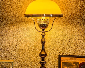 Vintage Student Lamp With Milk Glass Shade Brass Tone Desk Light
