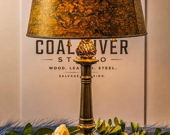 Vintage Stiffel Brass Table Lamp with Marbled Shade
