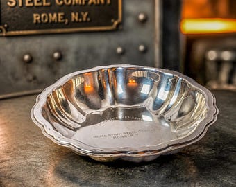 Vintage Rome Strip Steel 50th Anniversary Silverplate Bowl, 1976