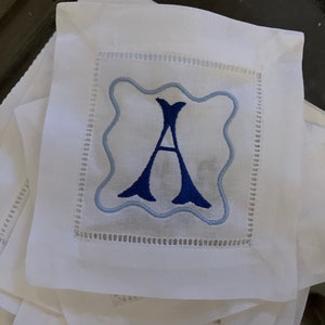 Set of 4 custom/Personalized Embroidered Cocktail Napkins