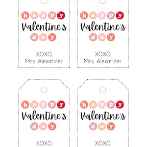 Valentine's Day Tag Happy Valentine's Day Kid's Valentine's Party Gift ...
