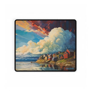 Gaming Pad, Mouse Pad, Desk Mats, Desk Accessory, Norway, Fishing Village, Ocean, Northern European, Gift for Traveler, Adventure